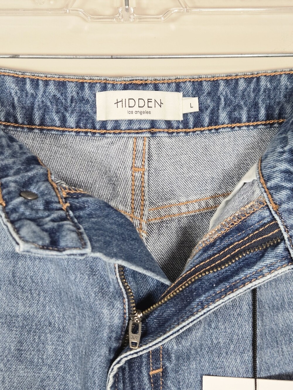 Hidden Light Blue High-Rise Distressed Denim Shorts, Size L ~ NWT - Picture 3 of 5